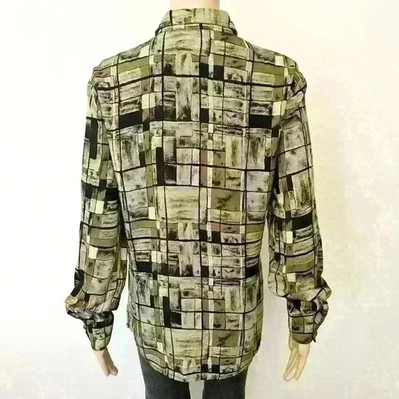 Vintage Boho Artsy Earthy Pattern Oversized Hippie Button Down Shirt Blouse. - Picture 5 of 13